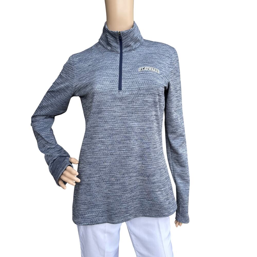 Nike Golf Dri-Fit Heather Blue St Edwards 1/4 Zip Pullover Thumb Holes Women M